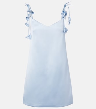 Floral-appliqué satin minidress | Self-Portrait