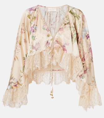 Cropped-Top aus Seide mit Spitze | Camilla