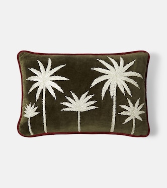 Embroidered cotton velvet cushion | Les-Ottomans