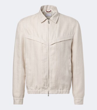 Striped linen blouson jacket | Brunello Cucinelli