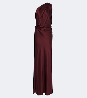 Draped one-shoulder silk satin gown | The Sei