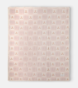 Teddy embroidered cotton blanket | Bebe Organic