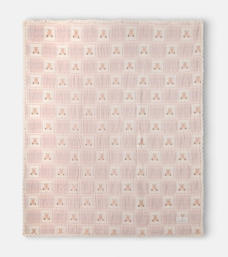 Teddy embroidered cotton blanket | Bebe Organic