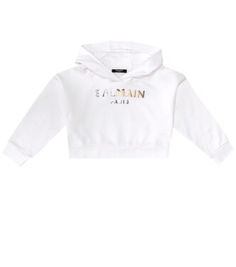 Sweat-shirt en coton à capuche | Balmain Kids