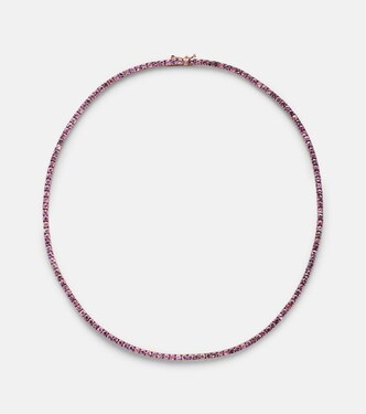 Collier en or rose 14 ct et saphirs roses | Roxanne First