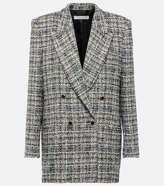 Blazer cruzado de tweed lamé a cuadros | Alessandra Rich