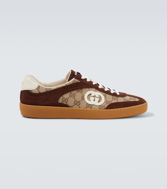 Interlocking G suede-trimmed sneakers | Gucci