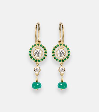 Orbit 18kt gold drop earrings with gemstones | Ileana Makri