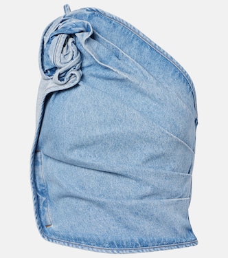 Draped one-shoulder denim top | Magda Butrym