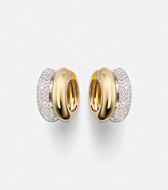 9kt white and yellow gold hoop earrings with diamonds | Yvonne Léon