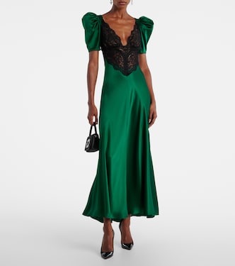 green silk cocktail dress Azazie 2026 Corset Lace Up Column Prom Dress Dark Green Gown