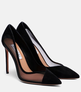 Studio 105 mesh-trimmed suede pumps | Aquazzura