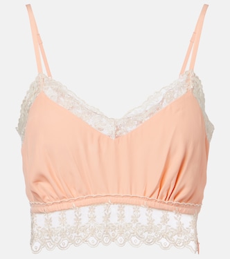 Lace-trimmed crêpe de chine bra top | Simone Rocha