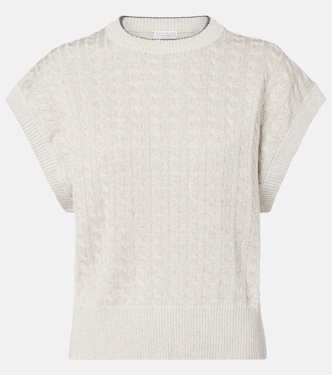 Cable-knit cotton-blend sweater | Brunello Cucinelli