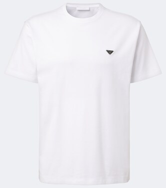 T-shirt in jersey di cotone con logo | Prada