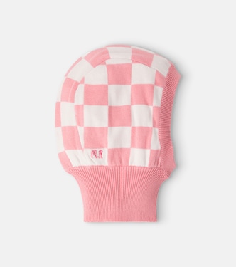 Checked knitted cotton balaclava | Mini Rodini