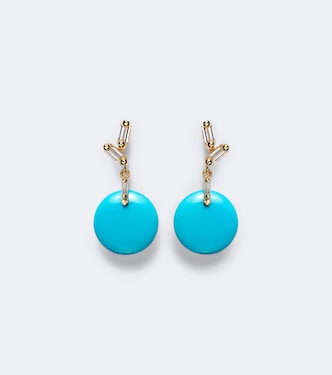 18kt gold drop earrings with diamonds and turquoise | Suzanne Kalan