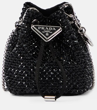 Mini embellished satin bucket bag | Prada