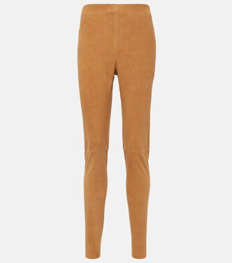 Mid-Rise Leggings aus Veloursleder | Joseph