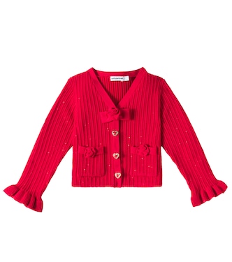 Ruffled ribbed-knit cardigan | Self-Portrait Kids
