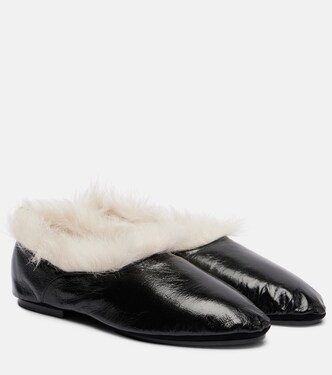 Zapatos slip-on de piel con borrego | Jil Sander