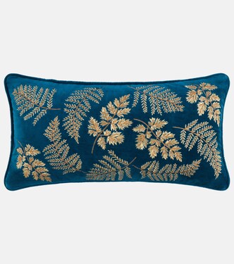 Embroidered cotton velvet cushion | Les-Ottomans