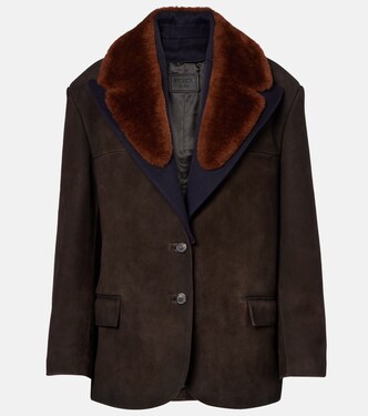 Jacke aus Veloursleder mit Shearling  | Prada