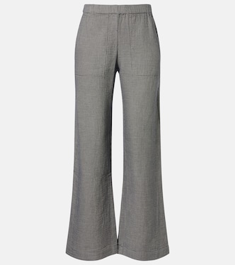 Braylen houndstooth cotton wide-leg pants | Velvet