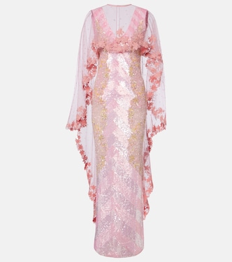 Panorama embellished caped gown | Là Fuori