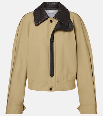 Veste blouson Intrecciato bordée de cuir | Bottega Veneta