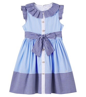 Bow-detail striped cotton shirt dress | Patachou
