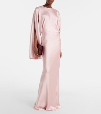 norma kamali reverse obie satin maxi dress Reverse Obie satin gown in pink - Norma Kamali