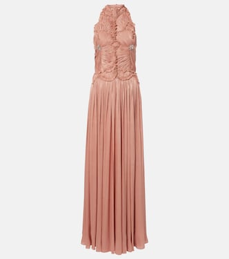 Embellished ruched georgette gown | Costarellos