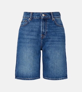 Lola distressed denim Bermuda shorts | 7 For All Mankind