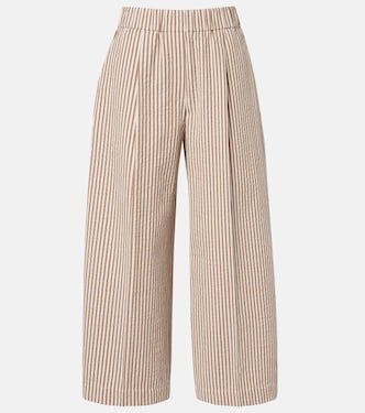 Striped cotton-blend wide-leg pants | Brunello Cucinelli