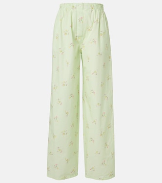 Floral cotton wide-leg pants | Prada