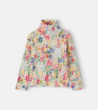 Floral ribbed-knit cotton turtleneck top | Stella McCartney Kids