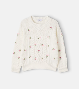 Floral embroidered cotton sweater | Il Gufo