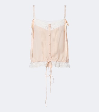 Lace-trimmed silk georgette top | Chloé