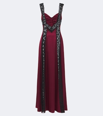 Ruched lace-trimmed silk satin gown | Rodarte