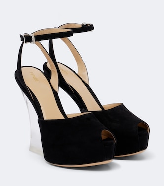 Suede platform peep-toe pumps | Fendi