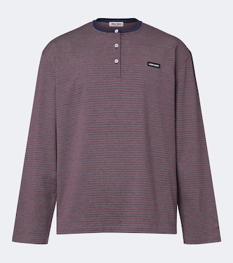 Striped cotton jersey Henley shirt | Miu Miu