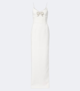 Dreamer bow-detail embellished crêpe gown | Rebecca Vallance