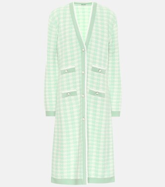 Cardigan en laine mélangée à carreaux | Miu Miu