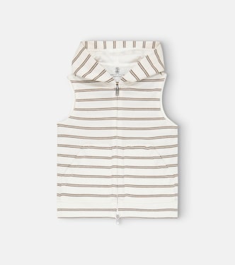 Hooded striped cotton vest | Brunello Cucinelli Kids
