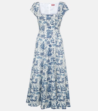 Wells floral cotton midi dress | Staud