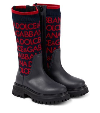 Logo leather ankle boots | Dolce&Gabbana Kids