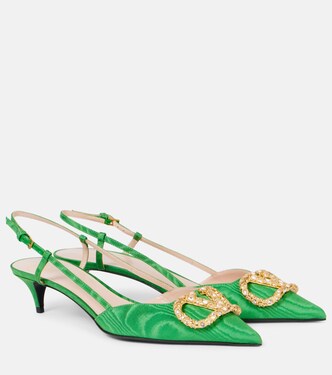 Slingback-Pumps VLogo Signature 40 aus Satin | Valentino Garavani
