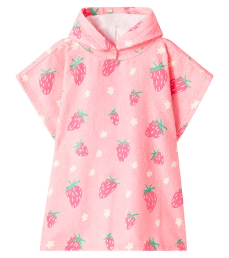 Strawberry cotton-blend terry poncho | Jellymallow