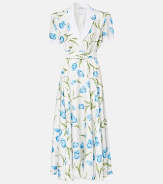 Belted floral silk twill midi dress | Rodarte